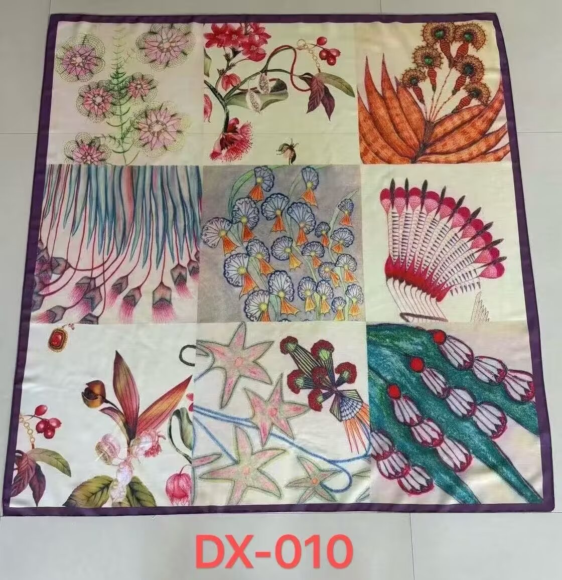 New fashionable digital printed square scarf, polyester-cotton TR scarf, ethnic style silk scarf details Picture