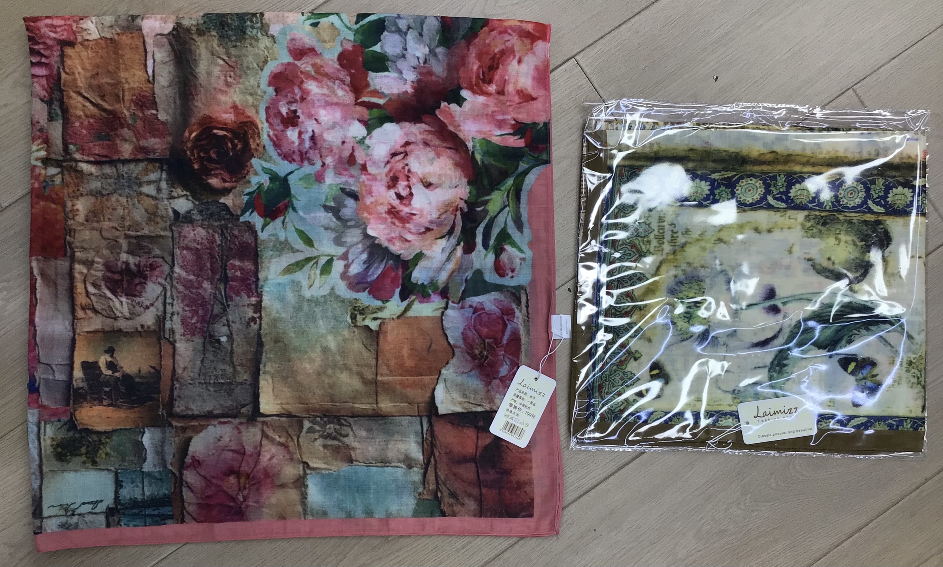 New fashionable digital printed square scarf, polyester-cotton TR scarf, ethnic style silk scarf Specification image