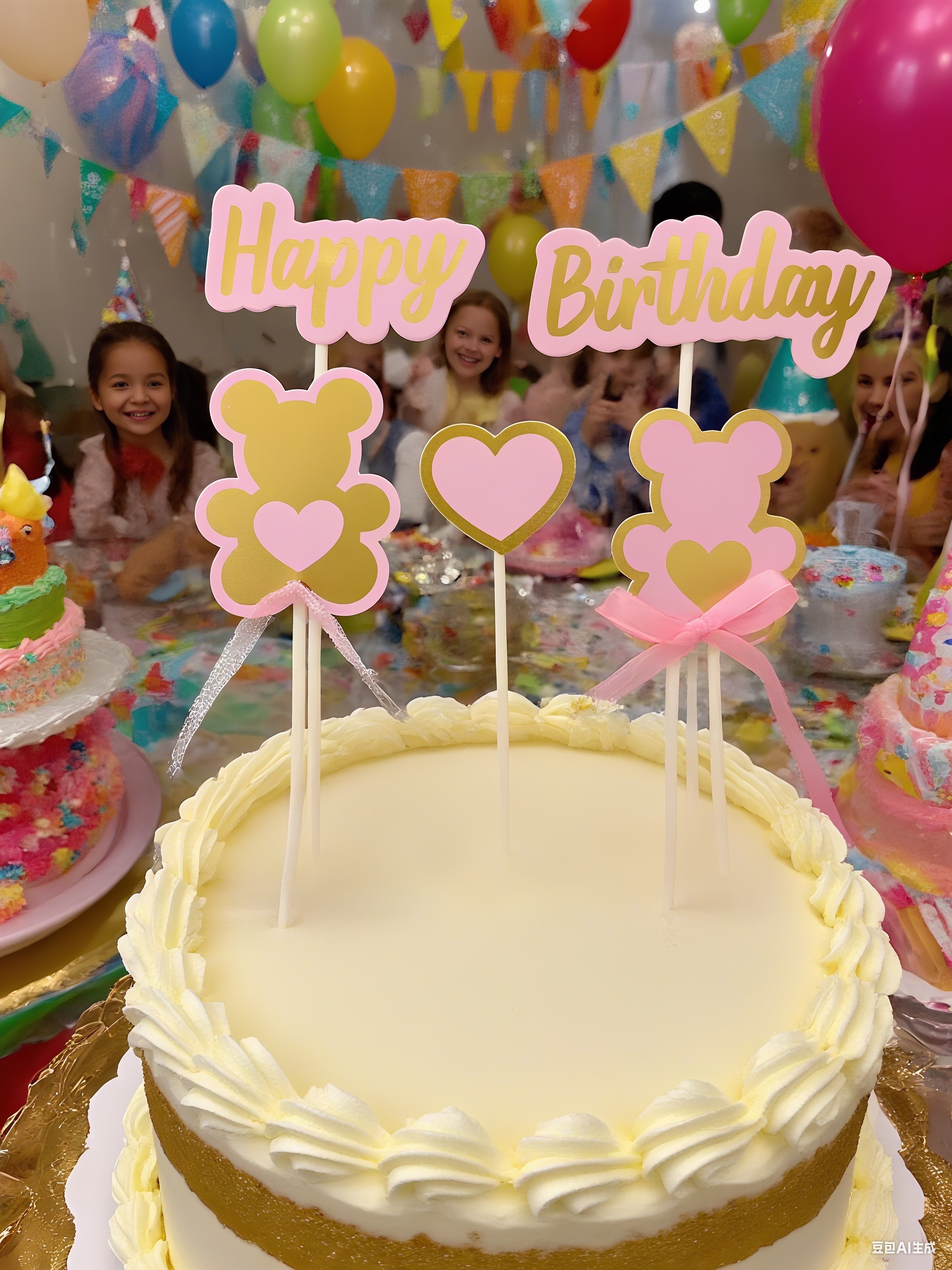 Birthday blessing decorative card, special golden bear card for birthday parties details Picture