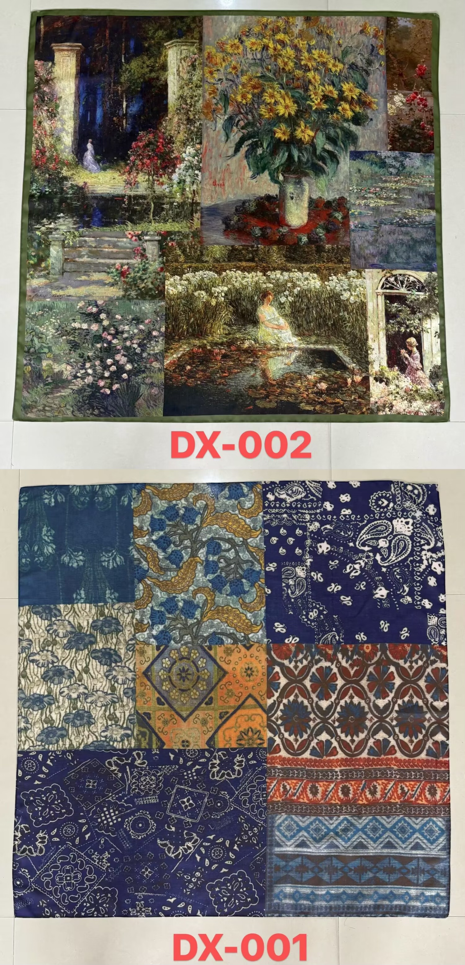 New fashionable digital printed square scarf, polyester-cotton TR scarf, ethnic style silk scarf detail image 5