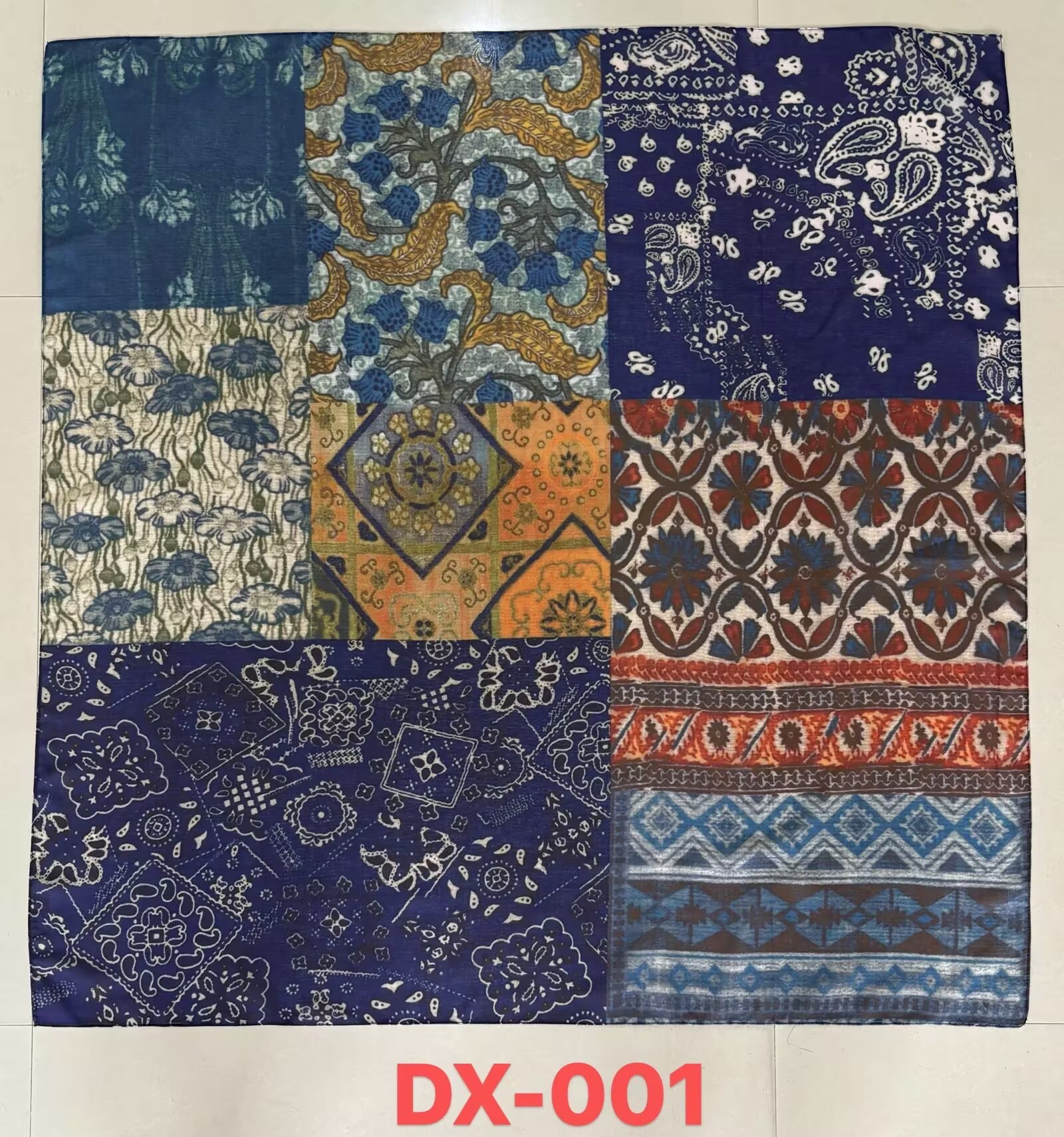 New fashionable digital printed square scarf, polyester-cotton TR scarf, ethnic style silk scarf detail image 8