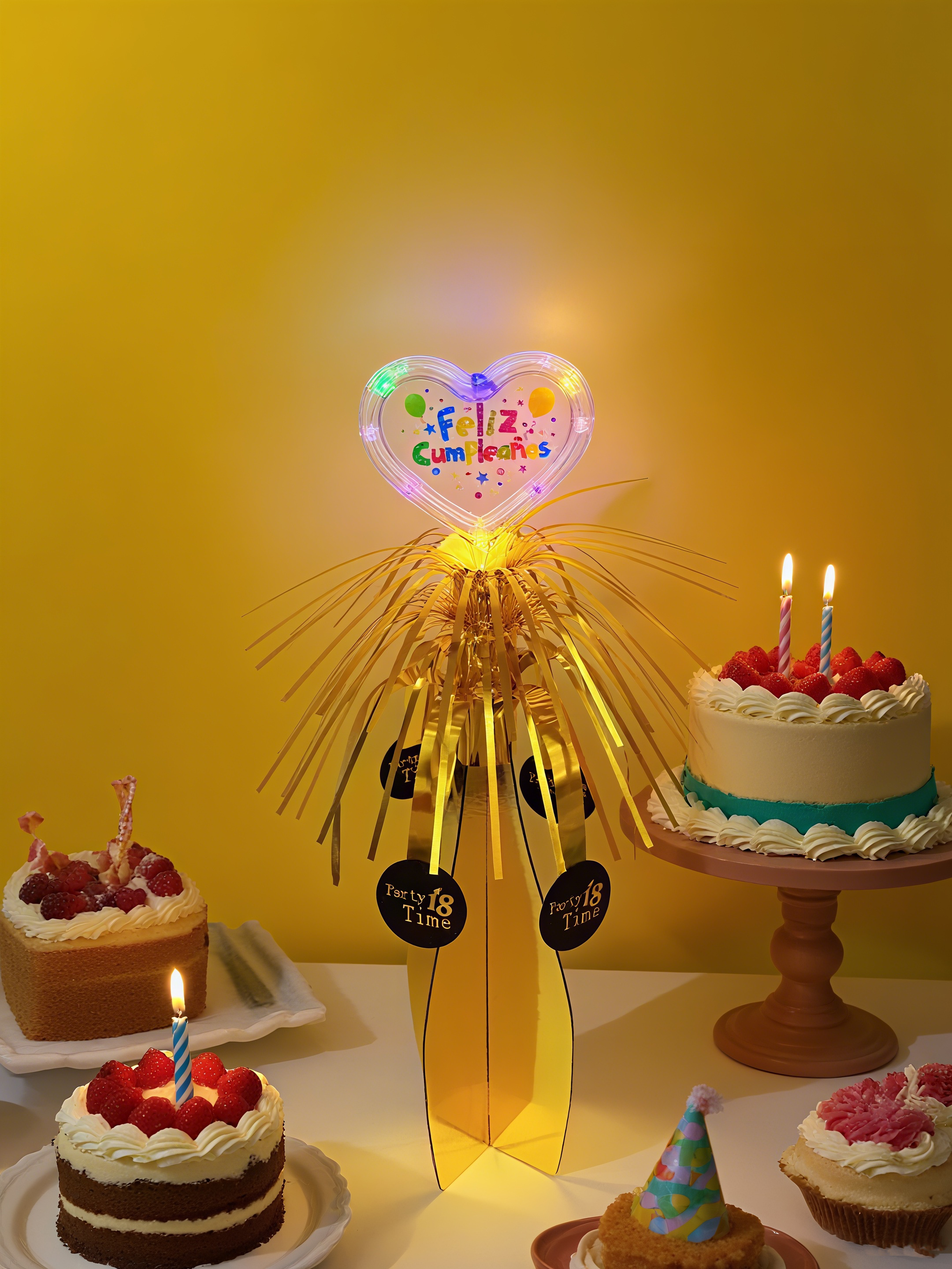 The birthday table is decorated with tassels that shine to illuminate the party supplies Application Scenario