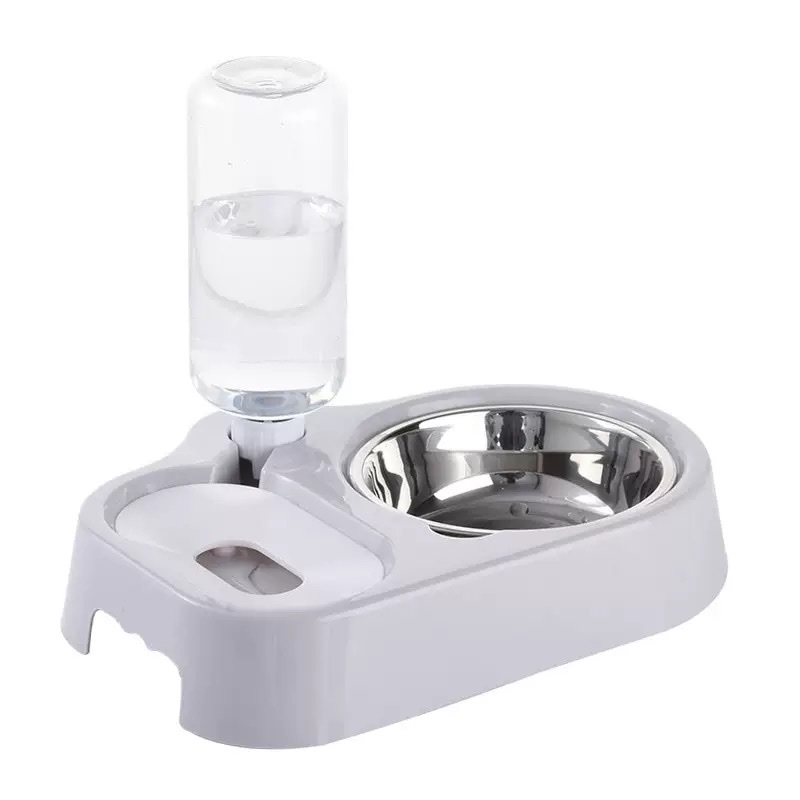 Cat bowl, pet bowl, cat and dog food bowl, three-piece bowl, tilted neck guard, pet food bowl, automatic water dispenser details Picture