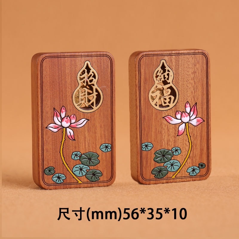 Wholesale of black sandalwood painted lotus gourds with copper inlaid for wealth and good fortune accessories, handicrafts, gifts and accessories from the factory detail image 3