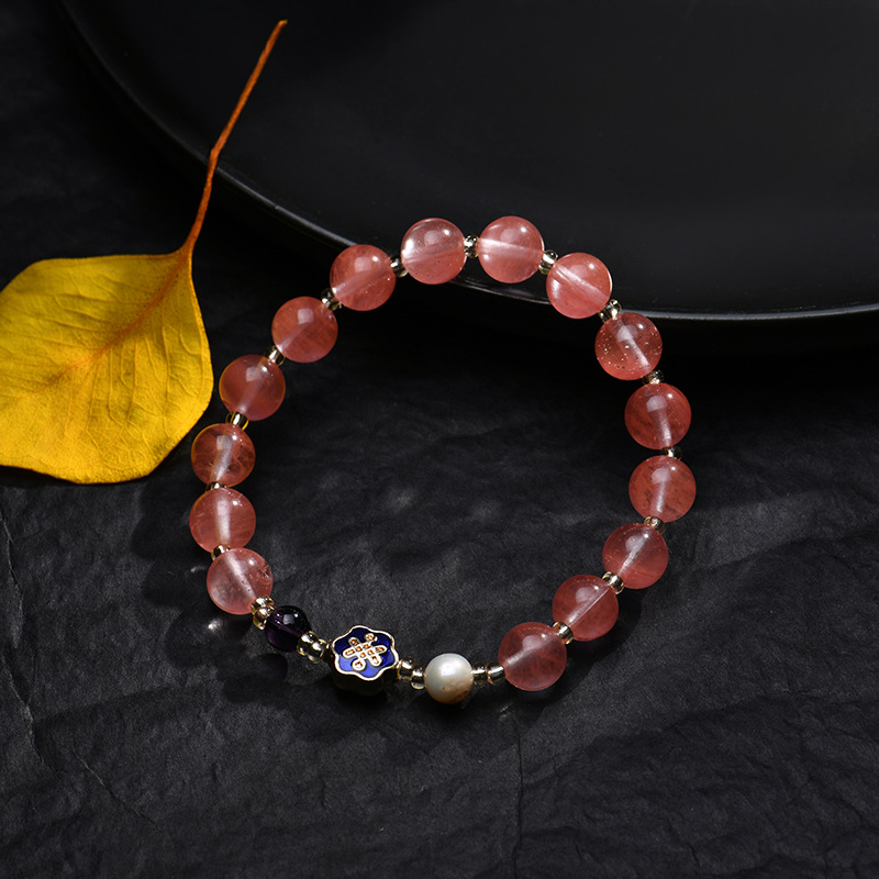 手链/水晶手串/木头十字架手链/饰品/水晶手链白底实物图