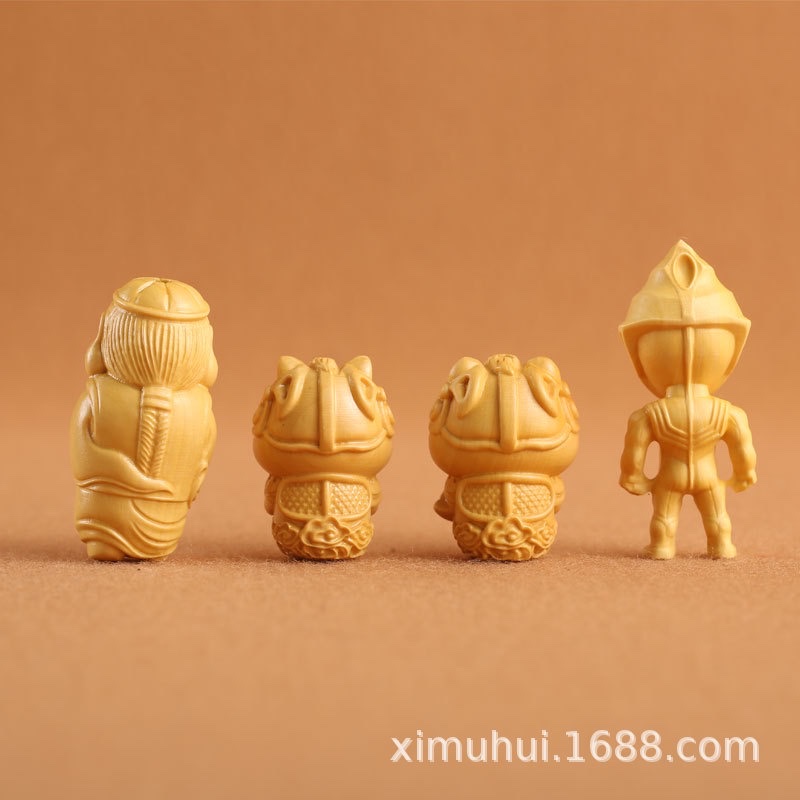 Wholesale boxwood carvings of Ultraman, solid wood cultural toys, Chinese diy handicrafts and gifts, God of Wealth Specification image