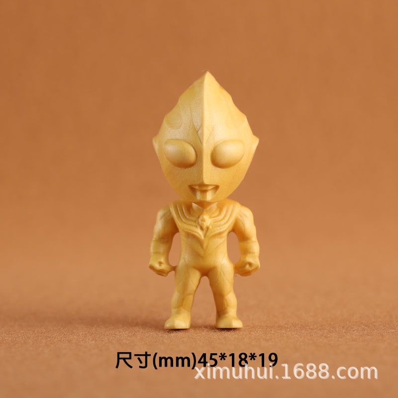 Wholesale boxwood carvings of Ultraman, solid wood cultural toys, Chinese diy handicrafts and gifts, God of Wealth detail image 4