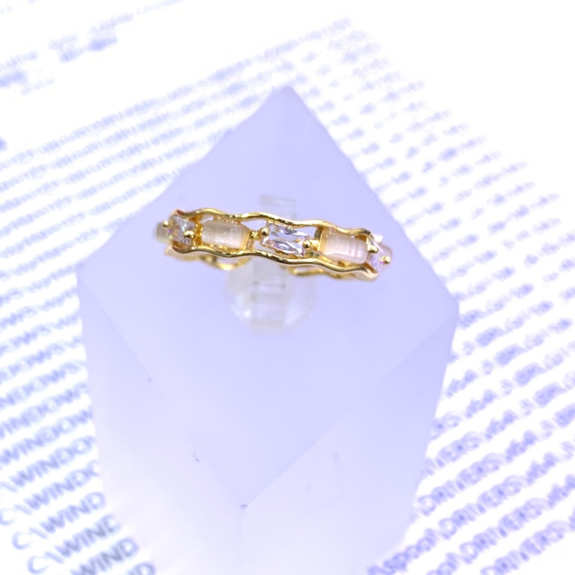 山喜不锈钢饰品戒指女叠戴个性微镶锆石珍珠设计时尚潮流简约