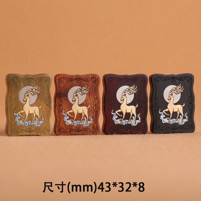 Wholesale sandalwood car key chain pendants, Yilu Peace key chain ornaments, pendants, painted Wushi signs from the manufacturer Specification image