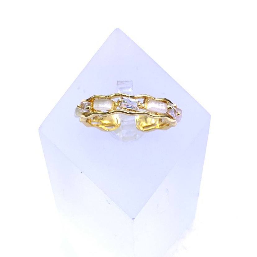 The Shanxi stainless steel jewelry ring for women's layered wear features a unique micro-inlaid zircon pearl design, which is fashionable, trendy and simple Specification image