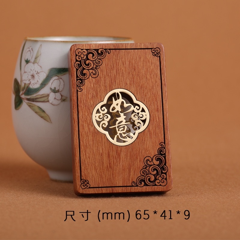 High-end, exquisite car accessories made of rosewood with hollowed-out and copper inlays, creative rearview mirror pendants, handicrafts, gifts and accessories detail image 7