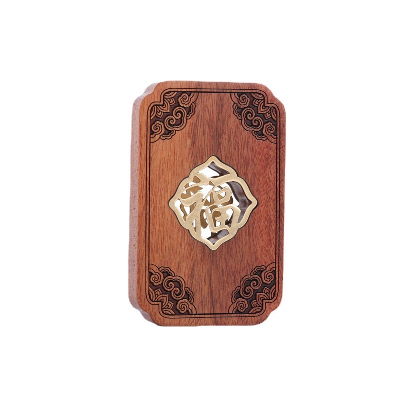 High-end, exquisite car accessories made of rosewood with hollowed-out and copper inlays, creative rearview mirror pendants, handicrafts, gifts and accessories detail image 12