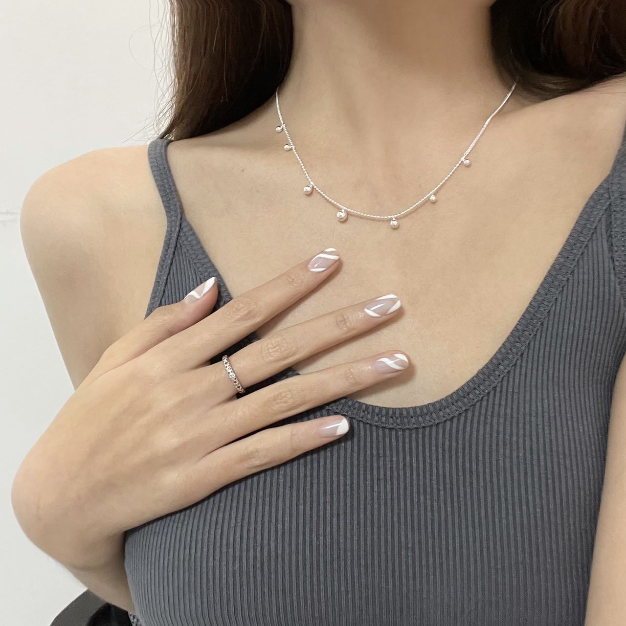 S925纯银银珠项链百搭时尚款项链