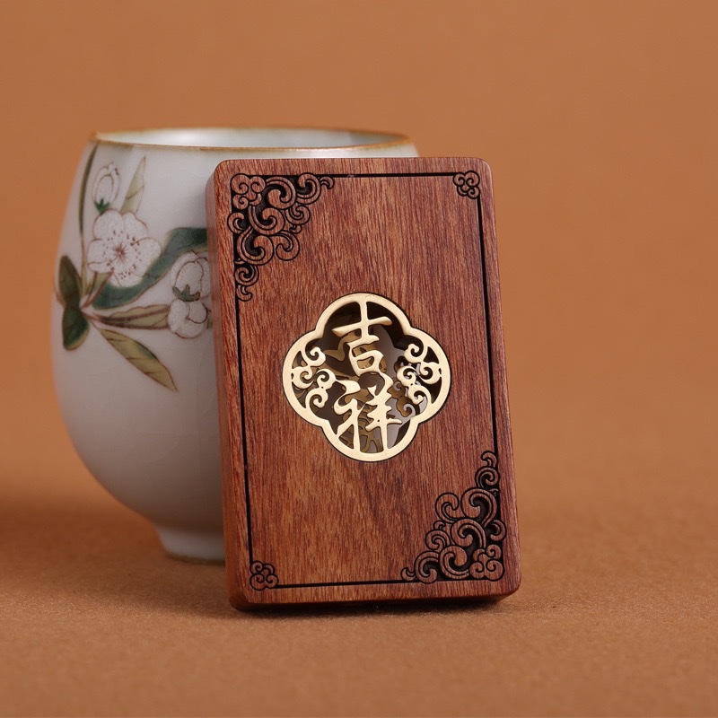 High-end, exquisite car accessories made of rosewood with hollowed-out and copper inlays, creative rearview mirror pendants, handicrafts, gifts and accessories detail image 11