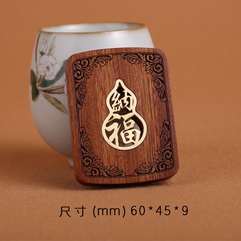 High-end, exquisite car accessories made of rosewood with hollowed-out and copper inlays, creative rearview mirror pendants, handicrafts, gifts and accessories detail image 6