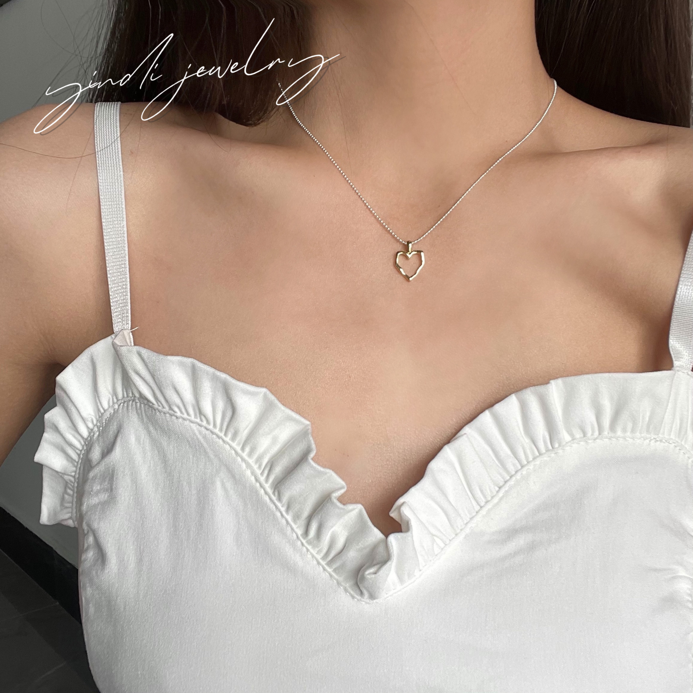 金银拼色S925纯银项链百搭时尚简约款项链项链