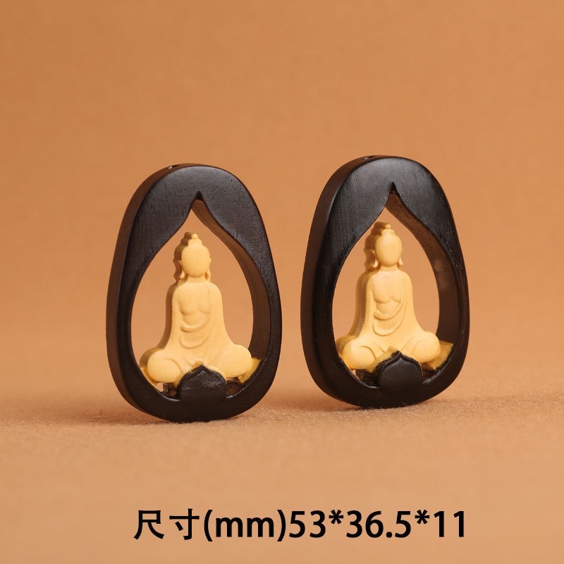 Factory wholesale of ebony inlaid boxwood formless Buddha car pendants, accessories, handicrafts, gifts and accessories details Picture