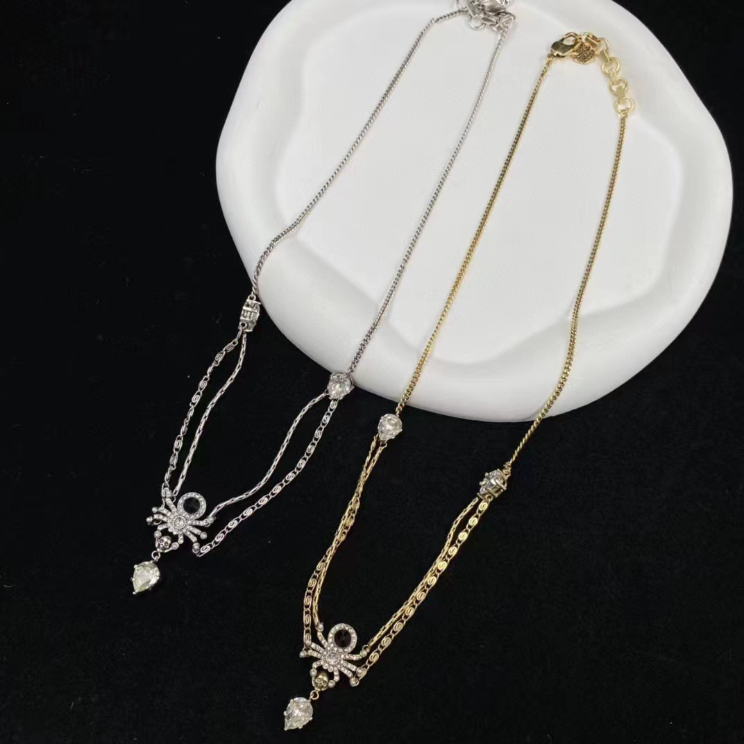 韩版时尚个性夸张设计感复古蜘蛛项链 全铜定制多层项链 潮酷