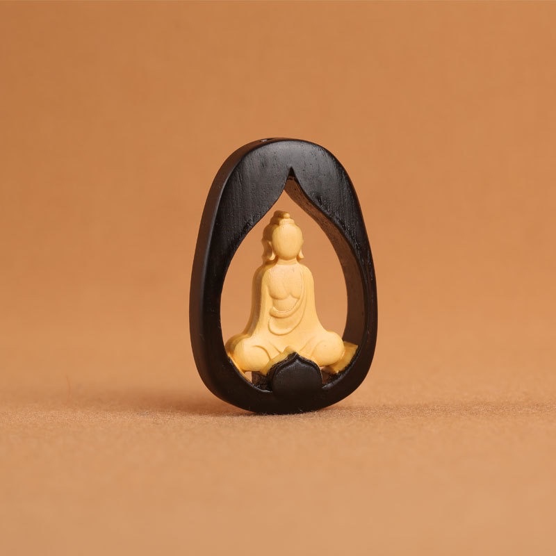 Factory wholesale of ebony inlaid boxwood formless Buddha car pendants, accessories, handicrafts, gifts and accessories detail image 5