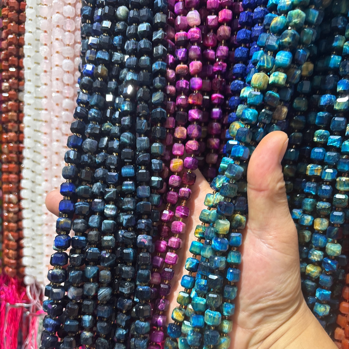 9*9mm方糖天然石、玛瑙珠子串珠手工DIY饰品材料白底实物图