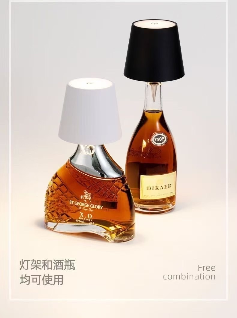 Cross-border led embedded wine bottle light, bar and restaurant atmosphere wine headlight, creative portable rechargeable table lamp, night light, night light table lamp detail image 2