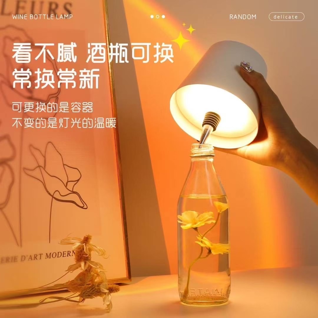 Cross-border led embedded wine bottle light, bar and restaurant atmosphere wine headlight, creative portable rechargeable table lamp, night light, night light table lamp detail image 3
