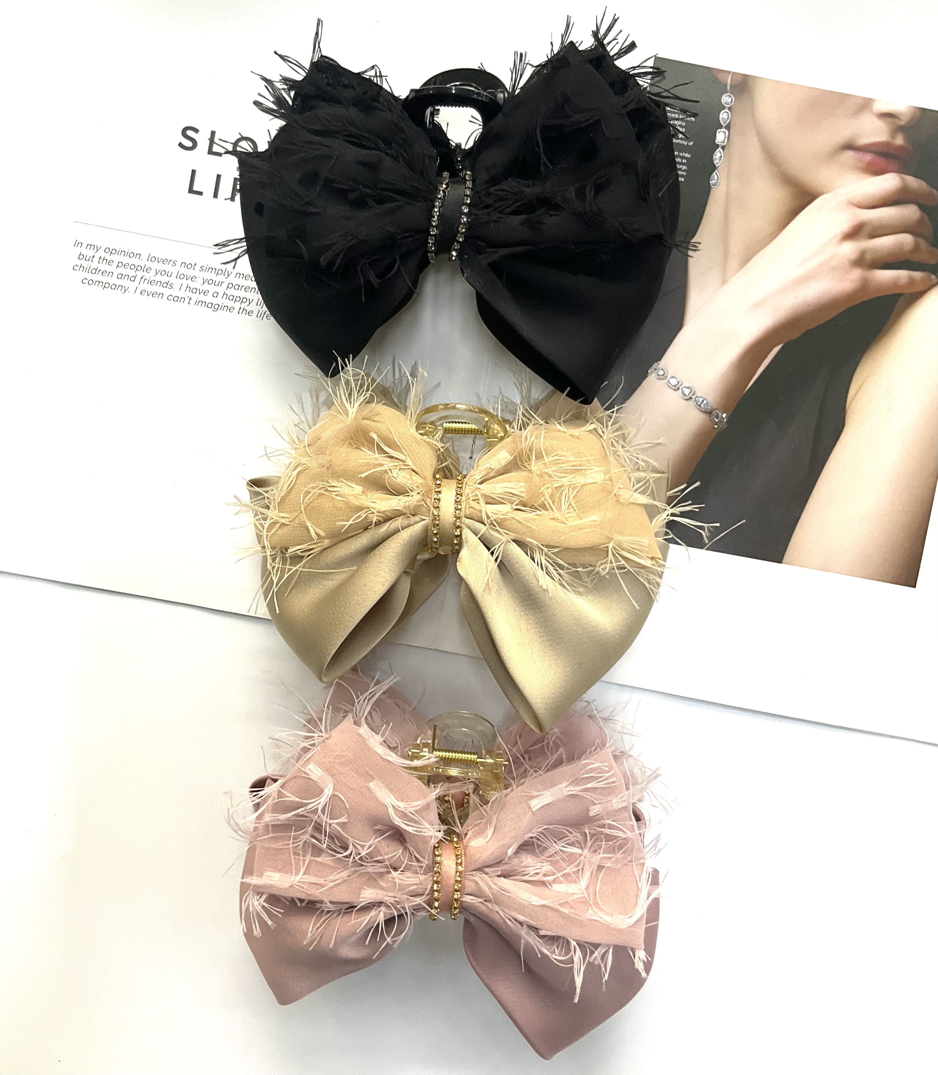 Thick bow tie, hair clips, hair accessories, headwear, gripper Specification image
