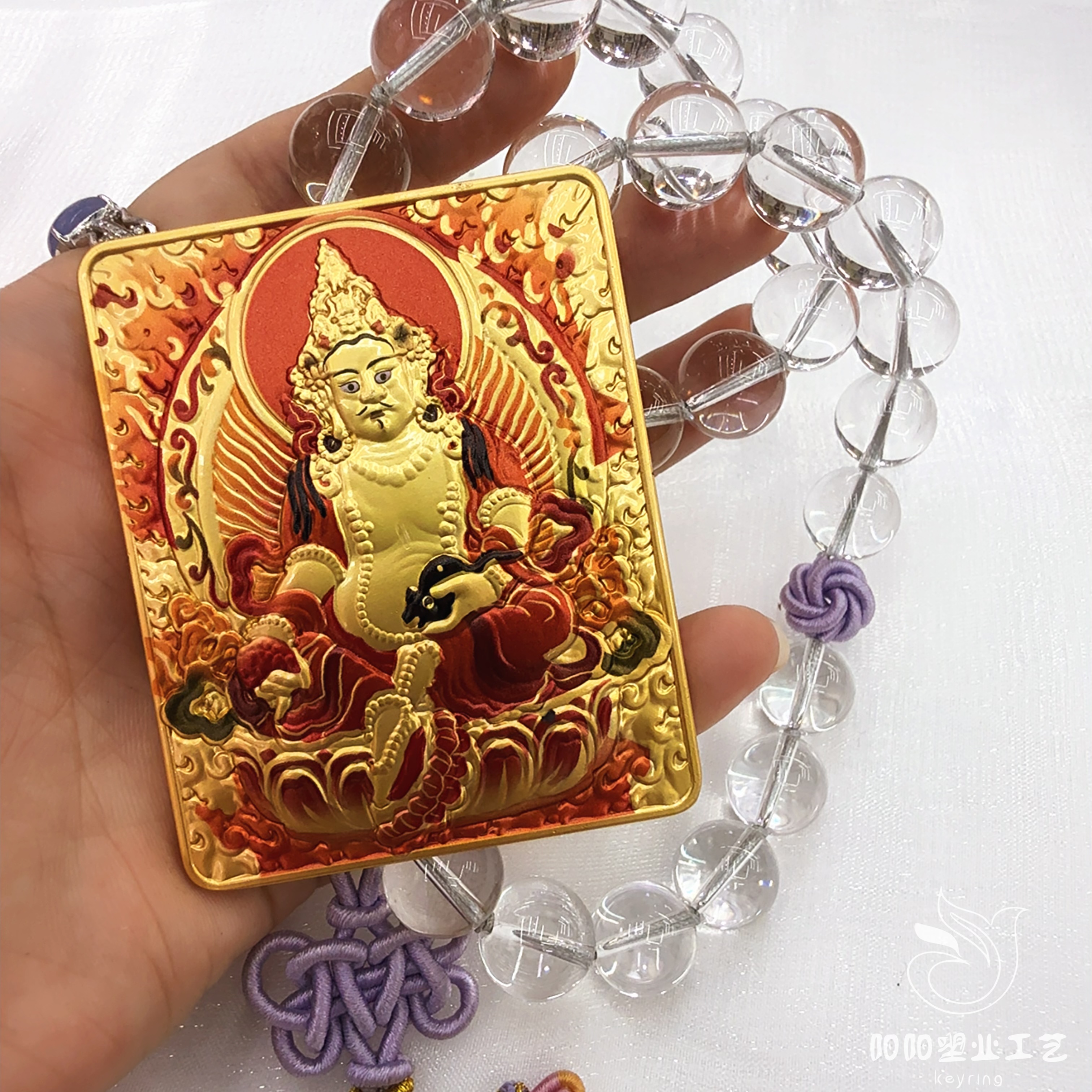 唐卡红财神佛牌铜合金凹凸新款红财神彩绘现货厂家直发