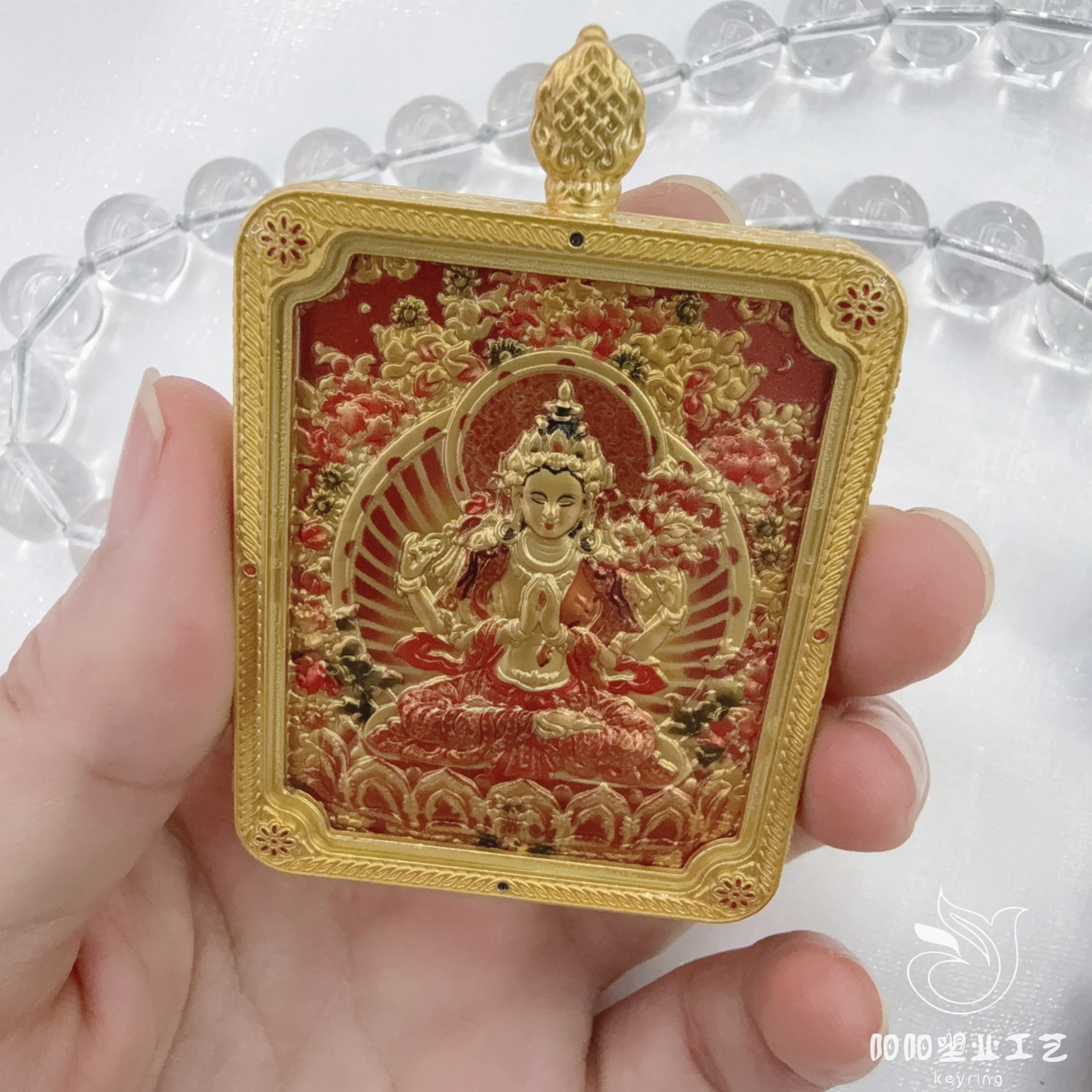 【 Nine Purple Fire 】 Medium-sized Tibetan-style Thangka Relief Double-sided three-dimensional Dragon Five God Eight Guardian Pendant, Buddhist Wealth God Amulet and Religious item detail image 7