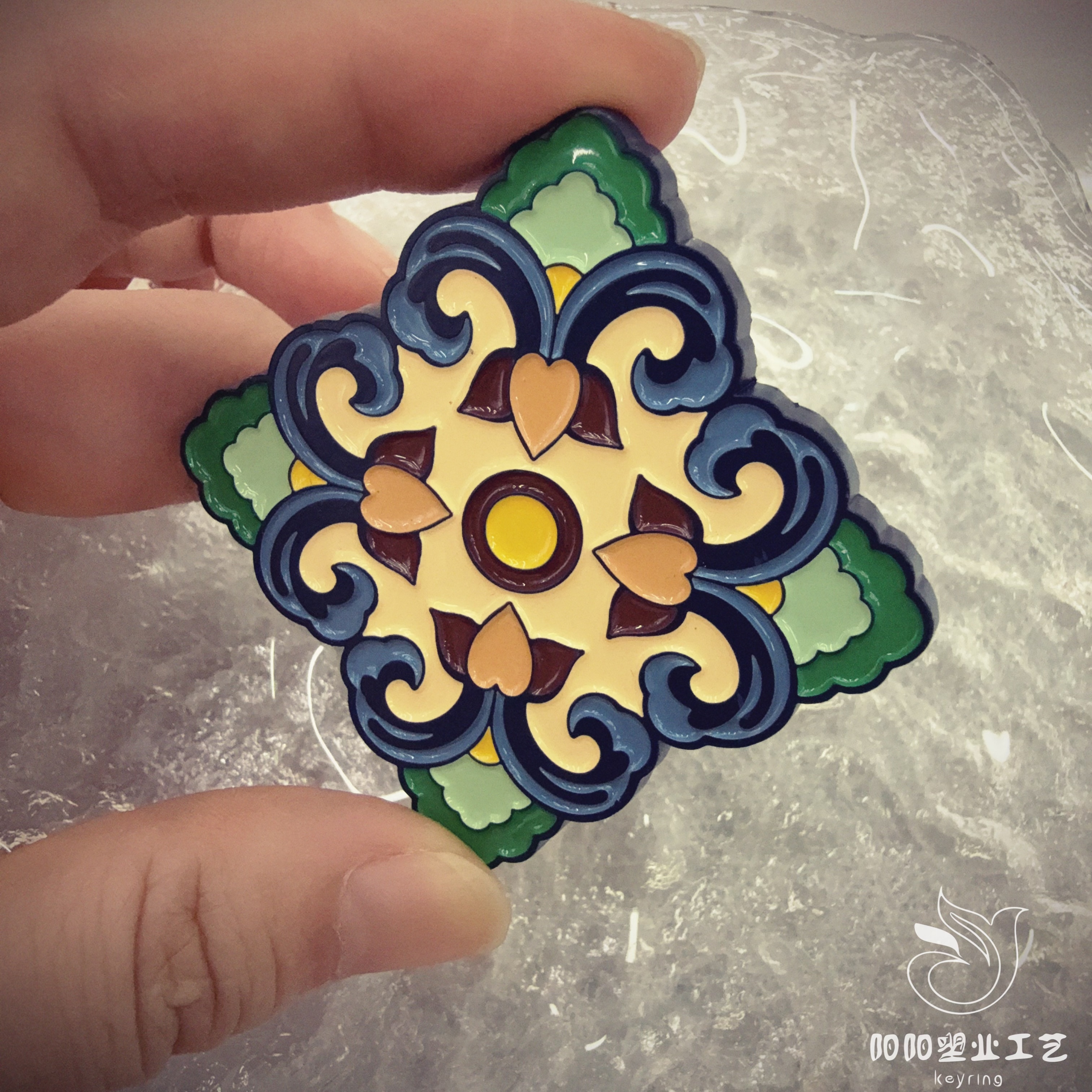 Customized metal fridge magnets, travel commemorative magnetic stickers, Baoxiang flower cultural and creative gifts, baked paint and epoxy resin, provided pictures, Thangka Buddha amulets details Picture
