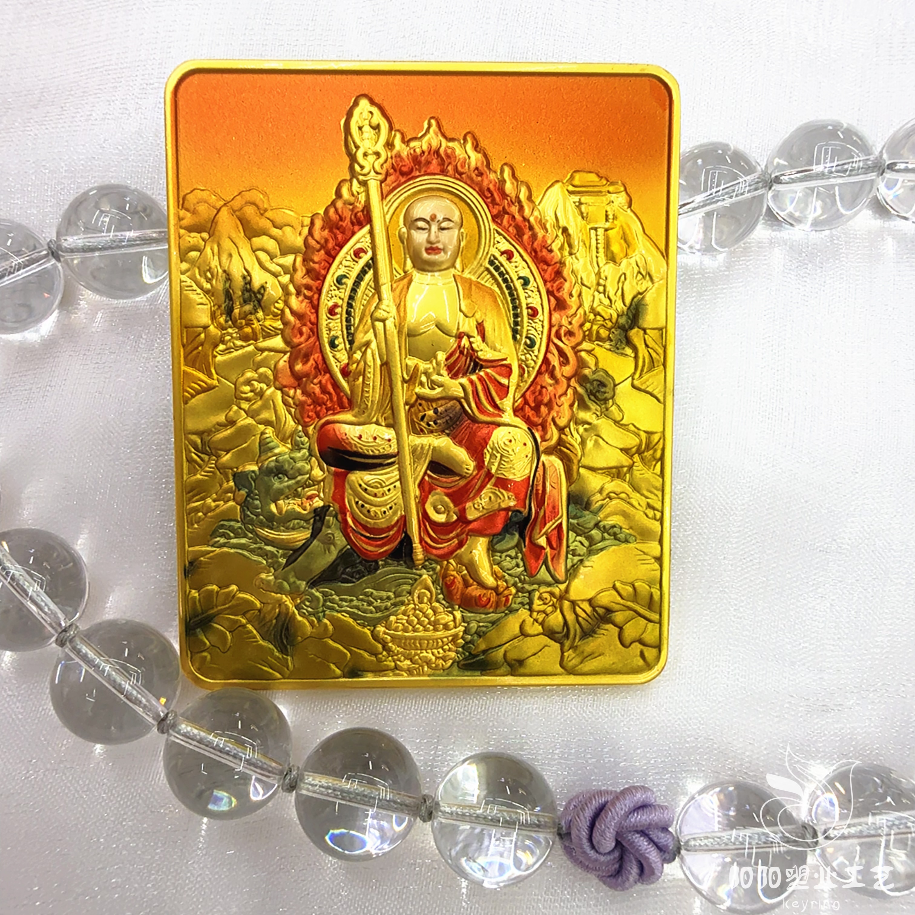 【 Nine Purple Fire 】 Medium-sized Tibetan-style Thangka Relief Double-sided three-dimensional Dragon Five God Eight Guardian Pendant, Buddhist Wealth God Amulet and Religious item detail image 16