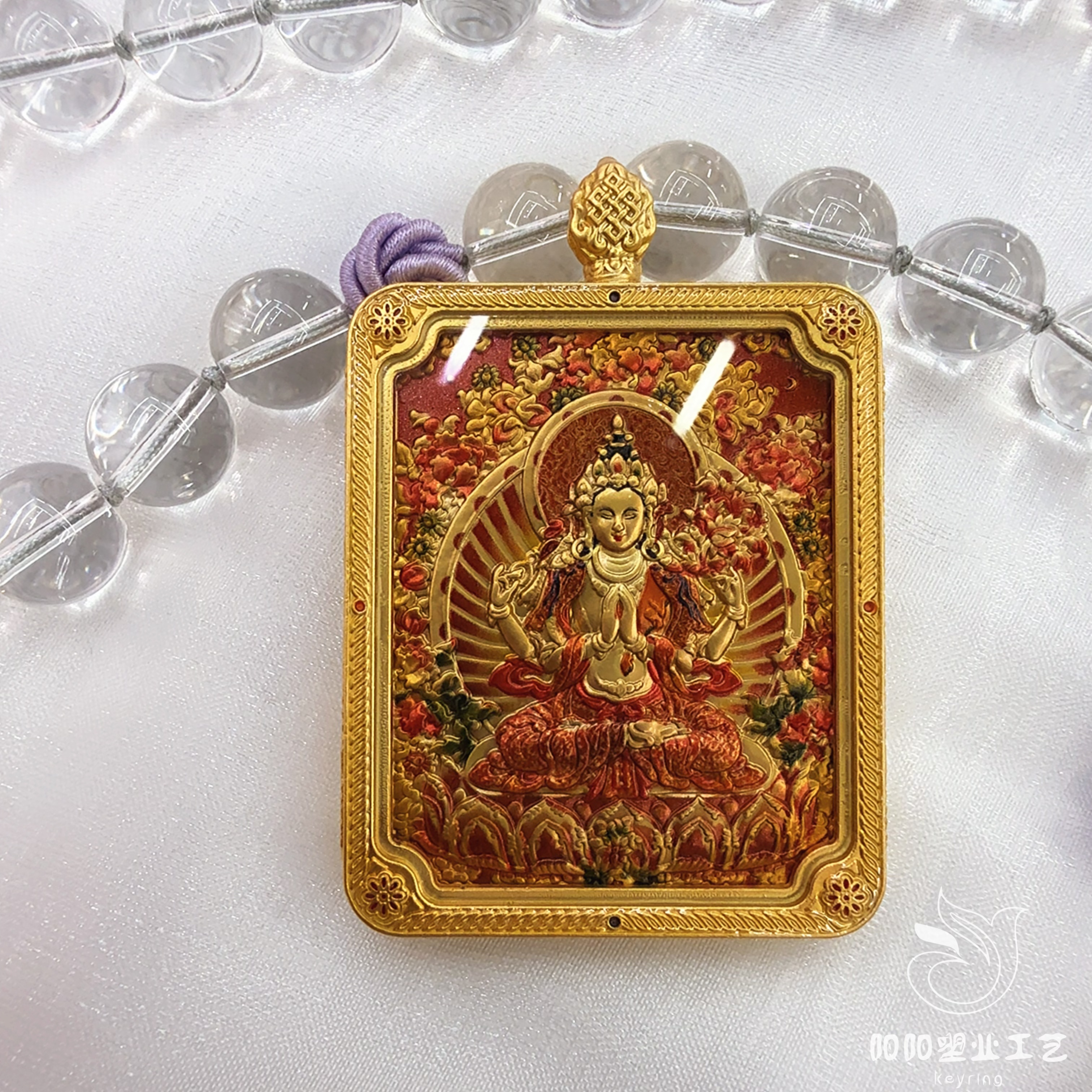 【九紫离火】中号藏式五台山唐卡浮雕双面立体龙五爷八大守护吊坠佛教财神爷佛牌佛具宗教用品