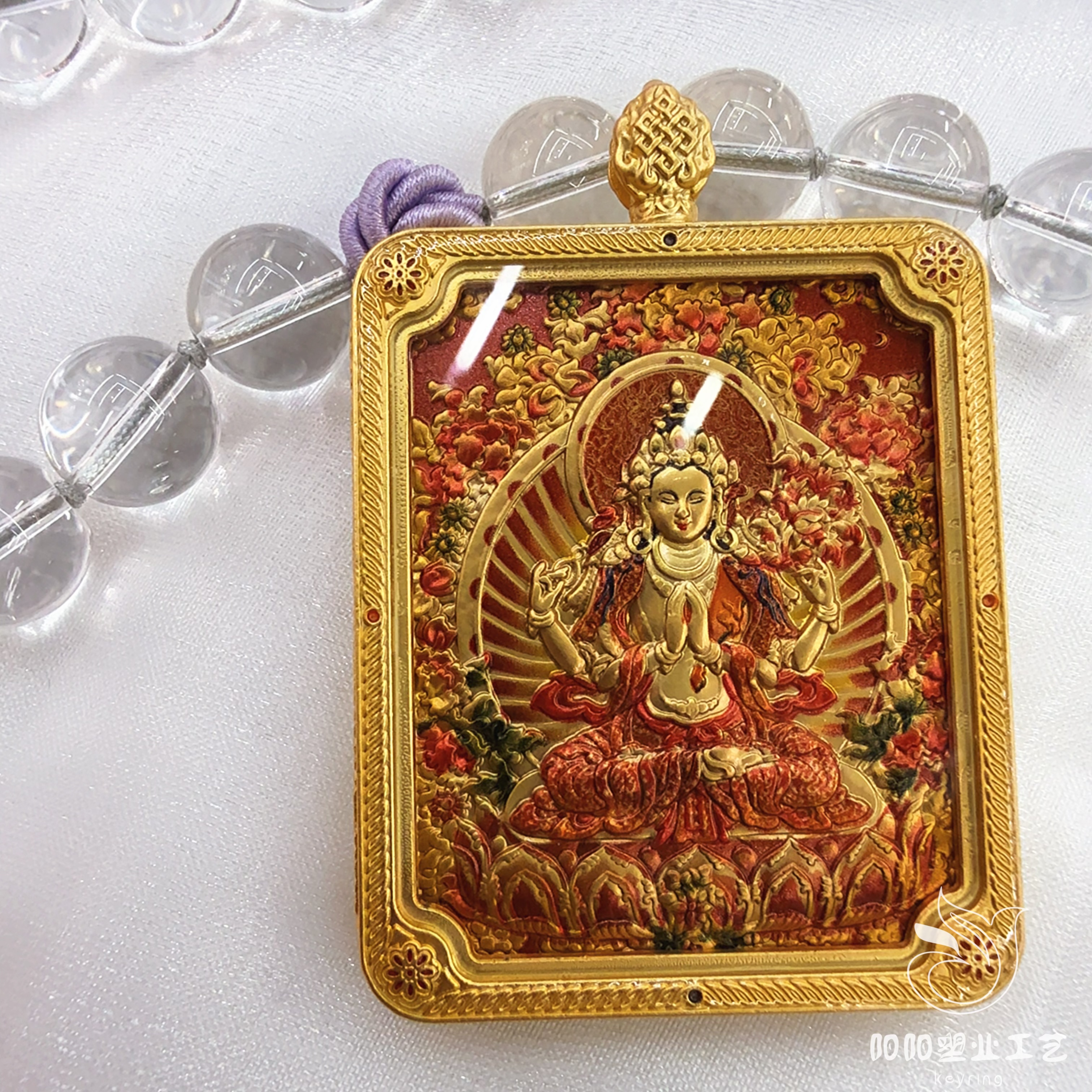 【 Nine Purple Fire 】 Medium-sized Tibetan-style Thangka Relief Double-sided three-dimensional Dragon Five God Eight Guardian Pendant, Buddhist Wealth God Amulet and Religious item detail image 2