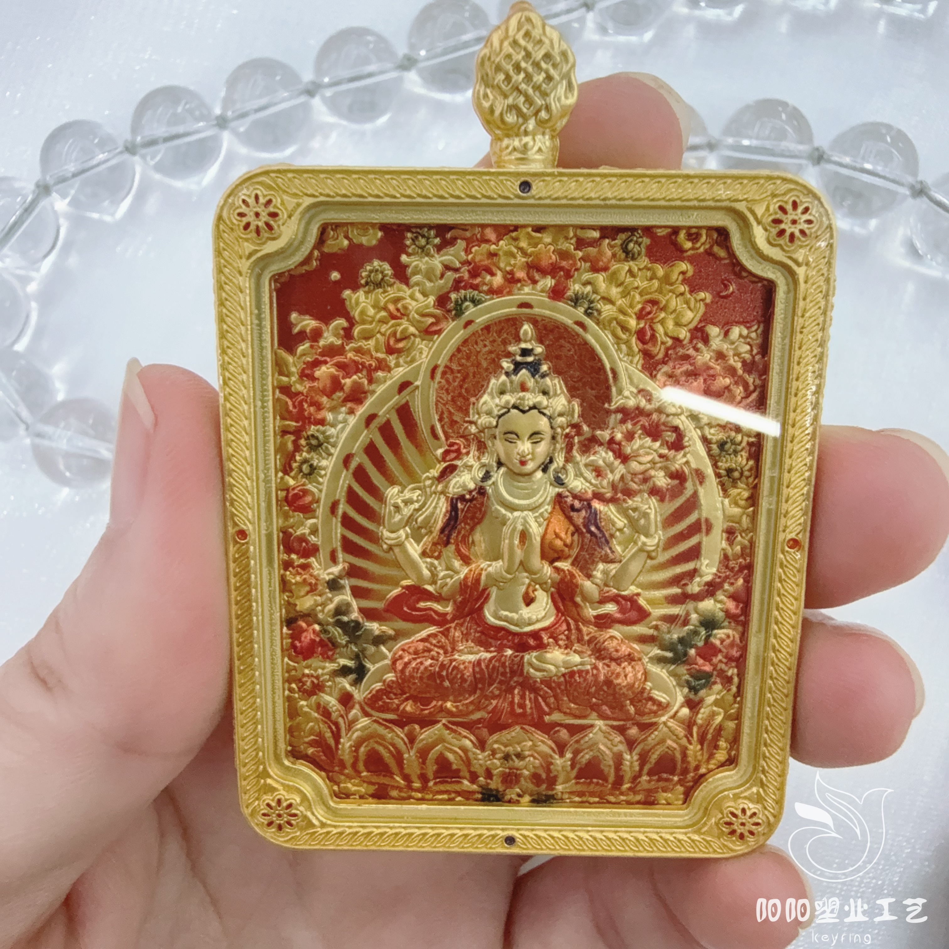 【 Nine Purple Fire 】 Medium-sized Tibetan-style Thangka Relief Double-sided three-dimensional Dragon Five God Eight Guardian Pendant, Buddhist Wealth God Amulet and Religious item detail image 6