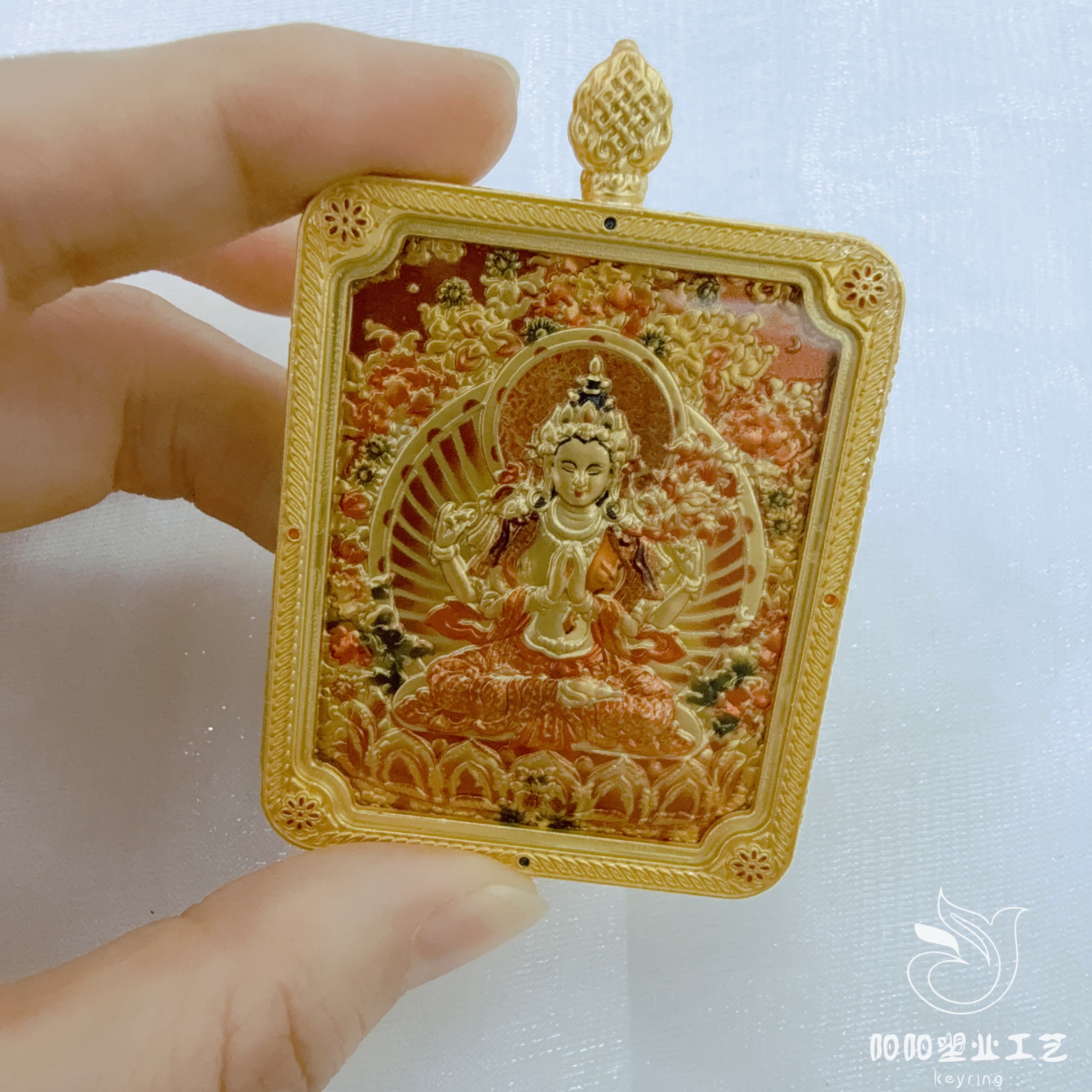 【 Nine Purple Fire 】 Medium-sized Tibetan-style Thangka Relief Double-sided three-dimensional Dragon Five God Eight Guardian Pendant, Buddhist Wealth God Amulet and Religious item detail image 8