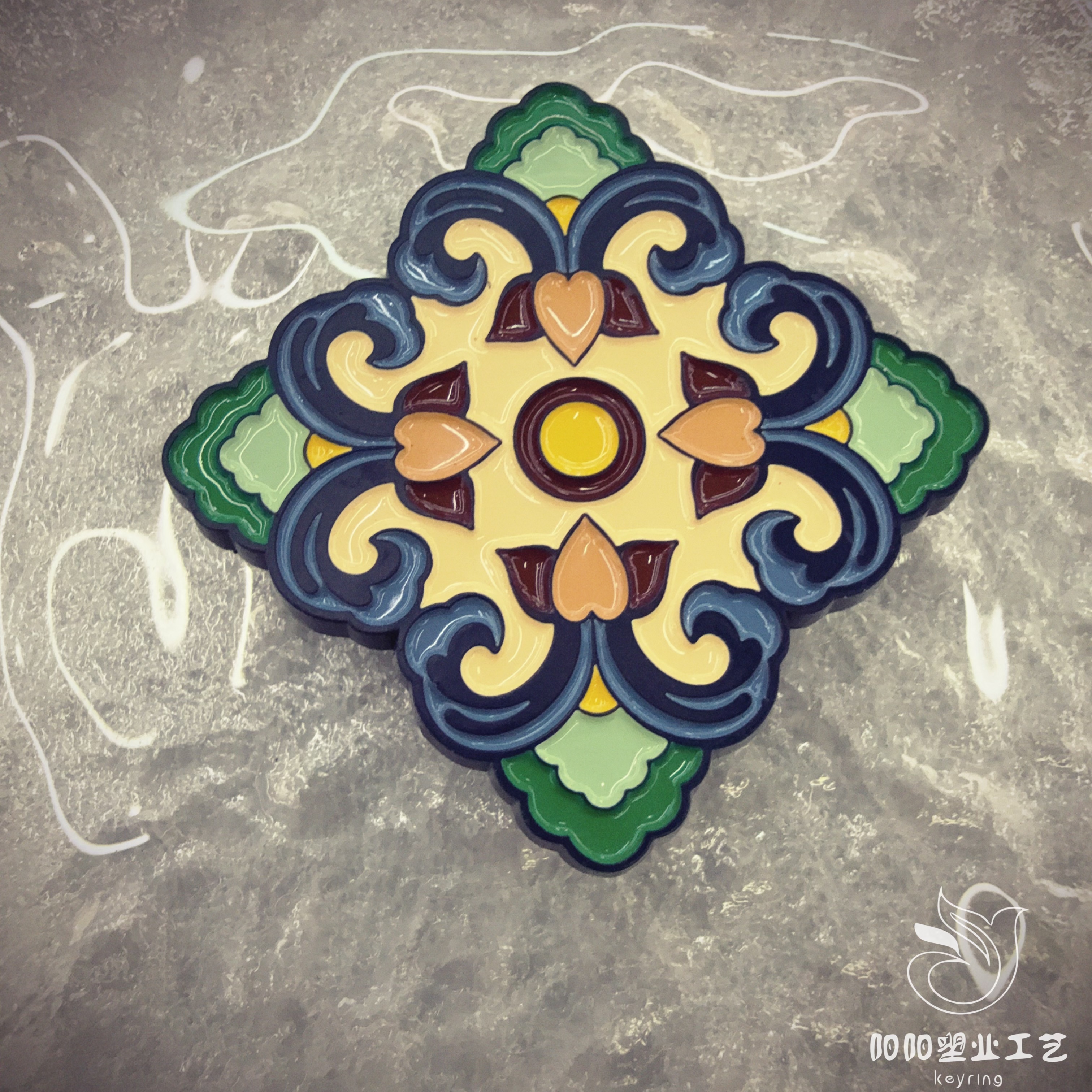 金属冰箱贴定制旅游纪念磁贴宝相花文创礼品烤漆滴胶来图唐卡佛牌