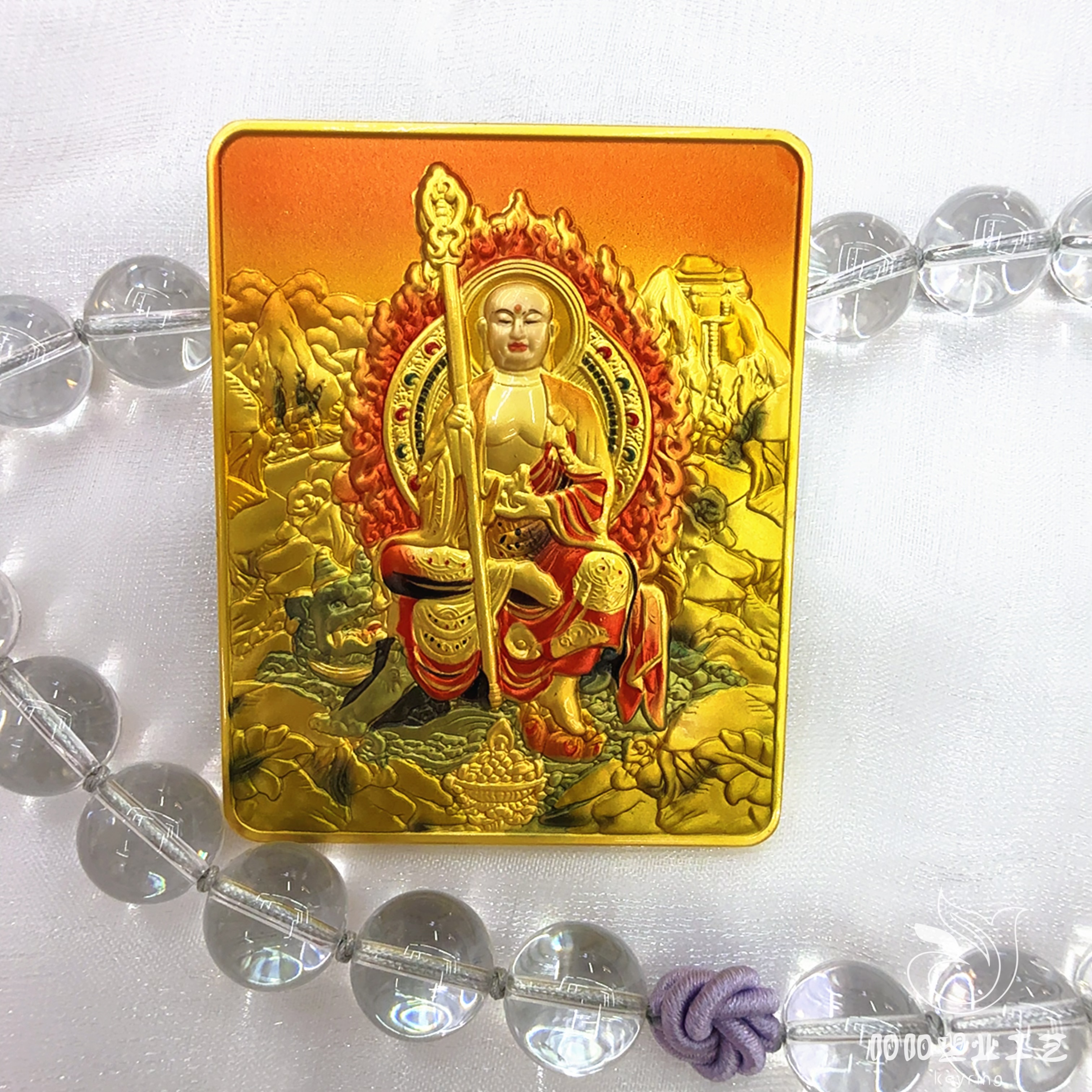 【 Nine Purple Fire 】 Medium-sized Tibetan-style Thangka Relief Double-sided three-dimensional Dragon Five God Eight Guardian Pendant, Buddhist Wealth God Amulet and Religious item detail image 15