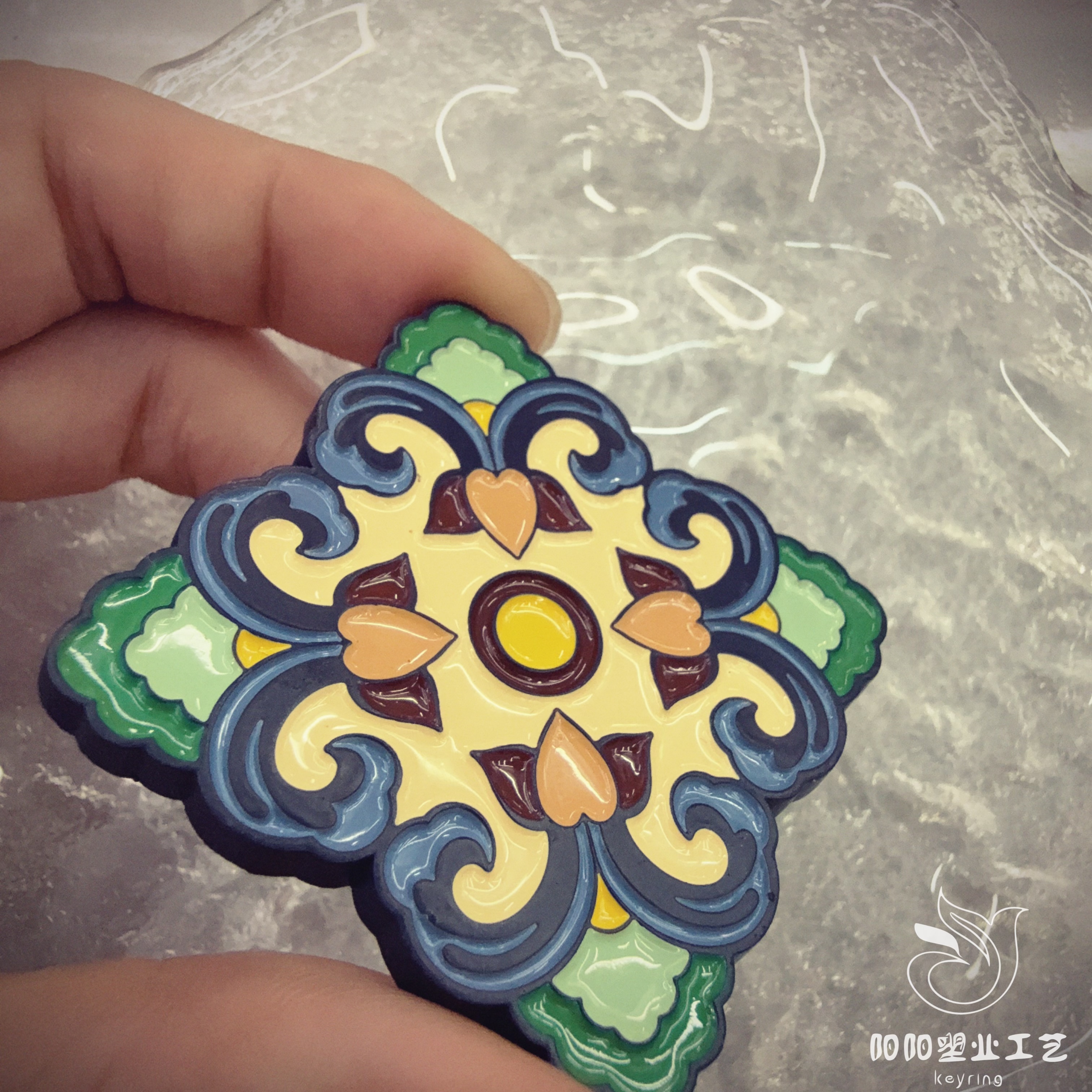 Customized metal fridge magnets, travel commemorative magnetic stickers, Baoxiang flower cultural and creative gifts, baked paint and epoxy resin, provided pictures, Thangka Buddha amulets Specification drawing