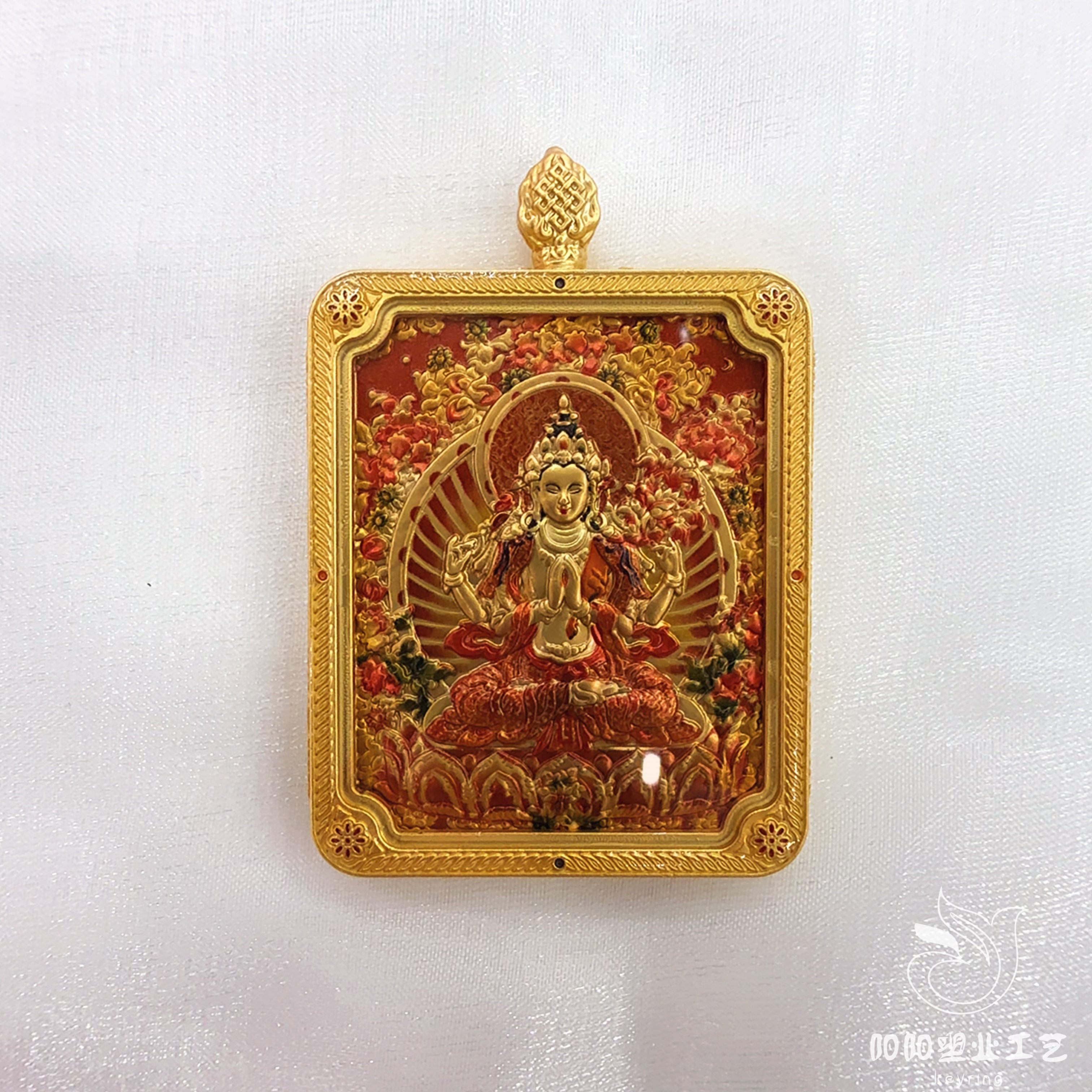 【 Nine Purple Fire 】 Medium-sized Tibetan-style Thangka Relief Double-sided three-dimensional Dragon Five God Eight Guardian Pendant, Buddhist Wealth God Amulet and Religious item detail image 9