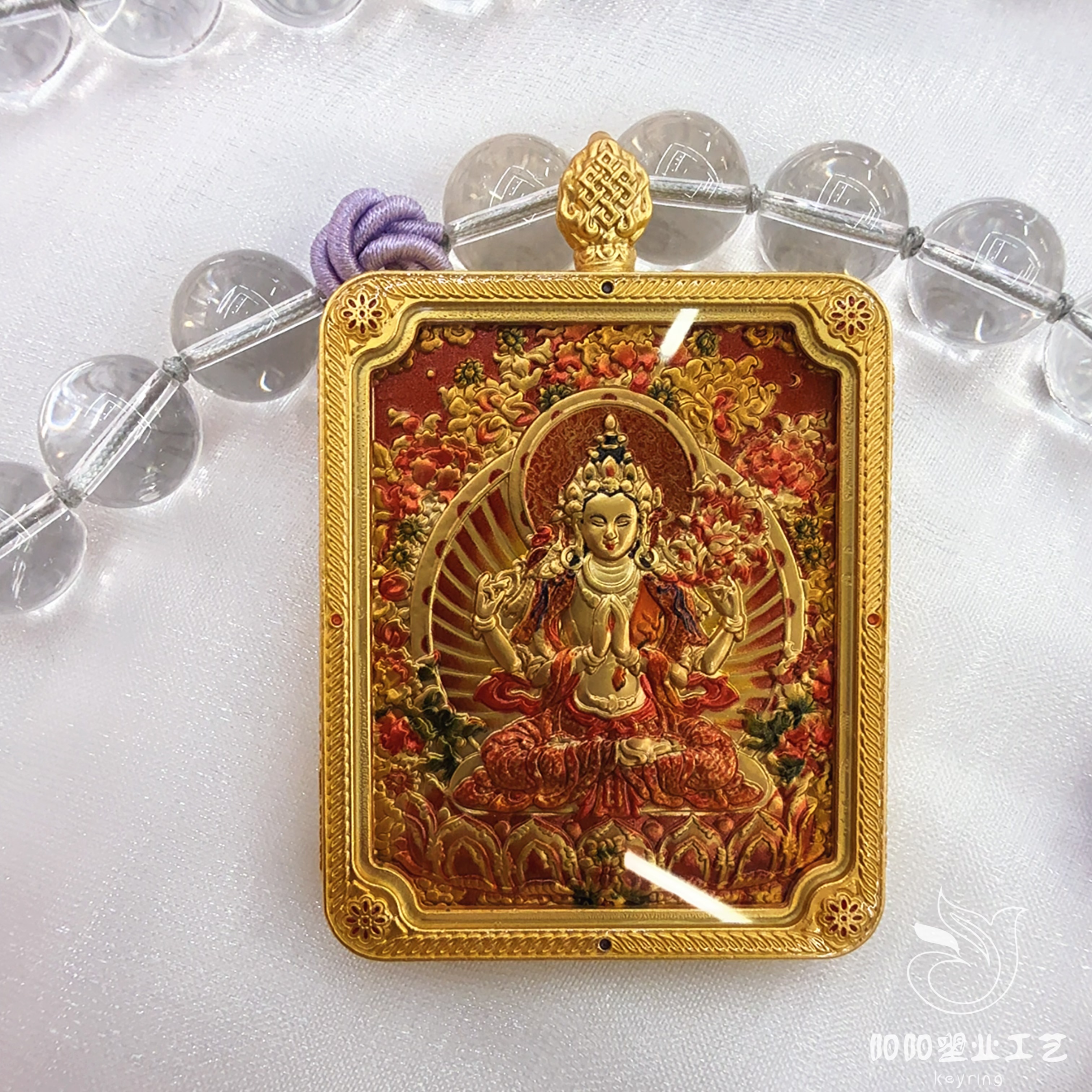 【 Nine Purple Fire 】 Medium-sized Tibetan-style Thangka Relief Double-sided three-dimensional Dragon Five God Eight Guardian Pendant, Buddhist Wealth God Amulet and Religious item detail image 3