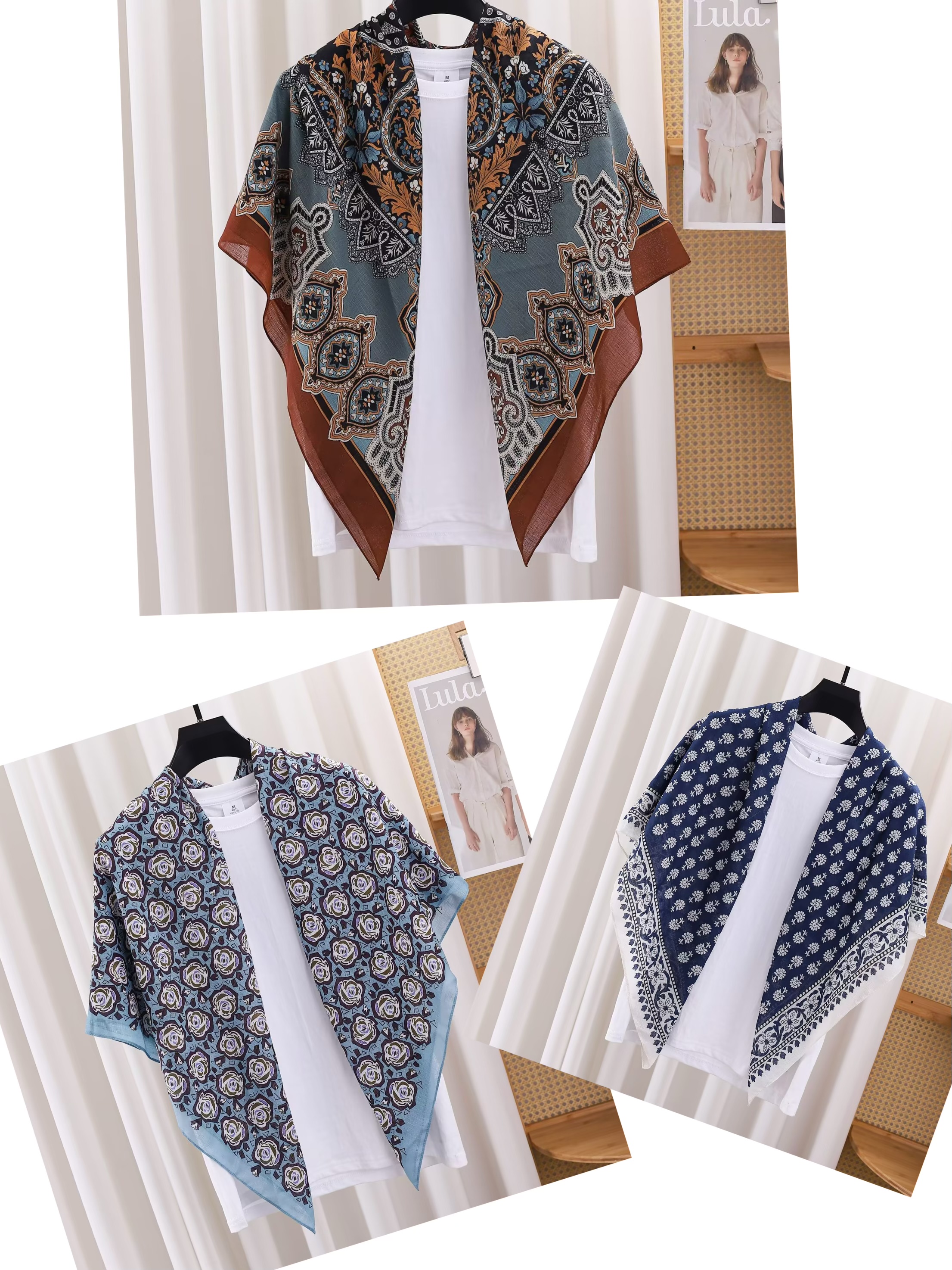 A new style of sun-protective clothing with a silk-textured silk scarf and scarf, decorated with selected fashionable fur, is a versatile choice detail image 12