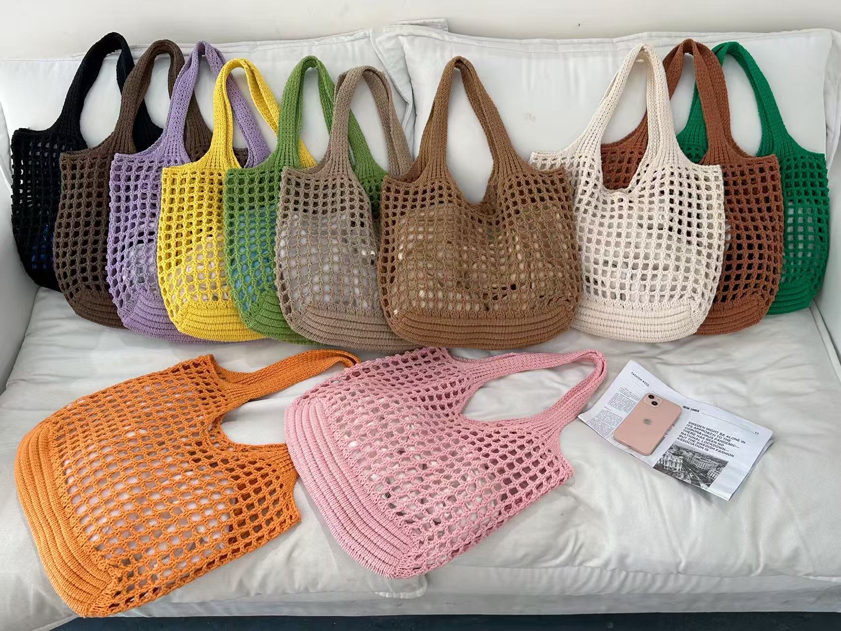 女士休闲斜跨包，日韩爆款针织包毛绒包