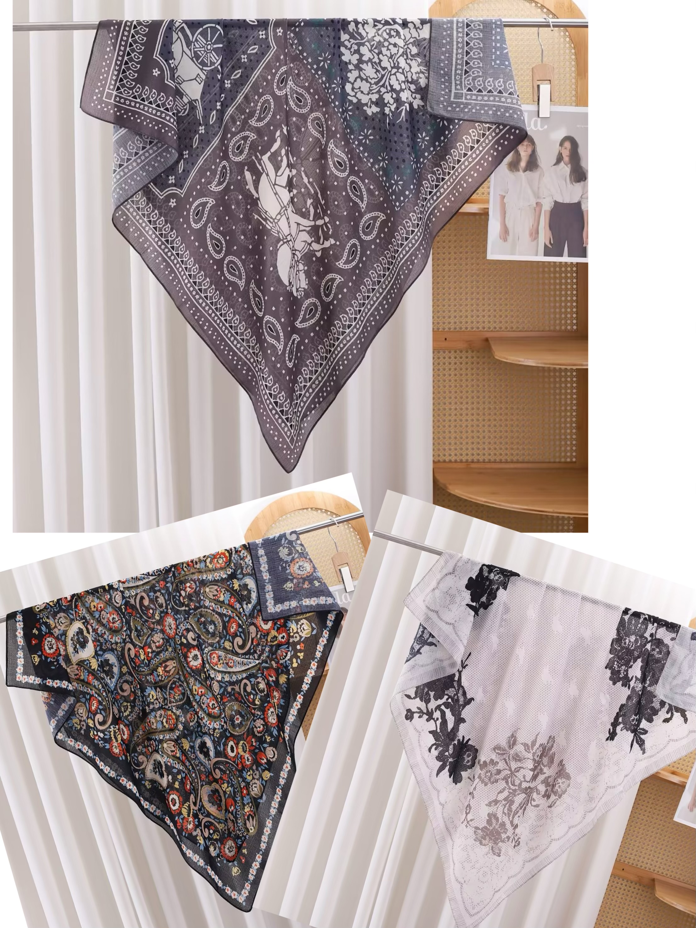 A new style of sun-protective clothing with a silk-textured silk scarf and scarf, decorated with selected fashionable fur, is a versatile choice detail image 13