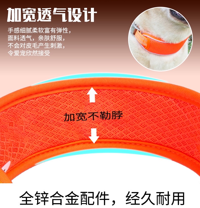 狗狗九孔透气加宽网布脖颈项圈夜视反光条不伤脖不勒脖宠物用品现详情图6