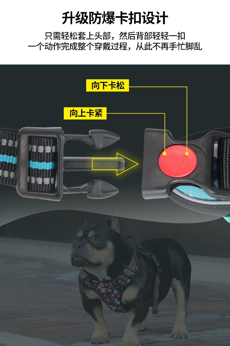 宠物防爆加固胸背迷彩K8防挣脱大中小型犬不勒脖美国3mm发光条详情图4