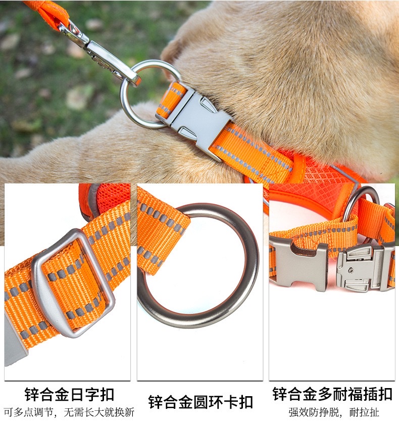 狗狗九孔透气加宽网布脖颈项圈夜视反光条不伤脖不勒脖宠物用品现详情图7