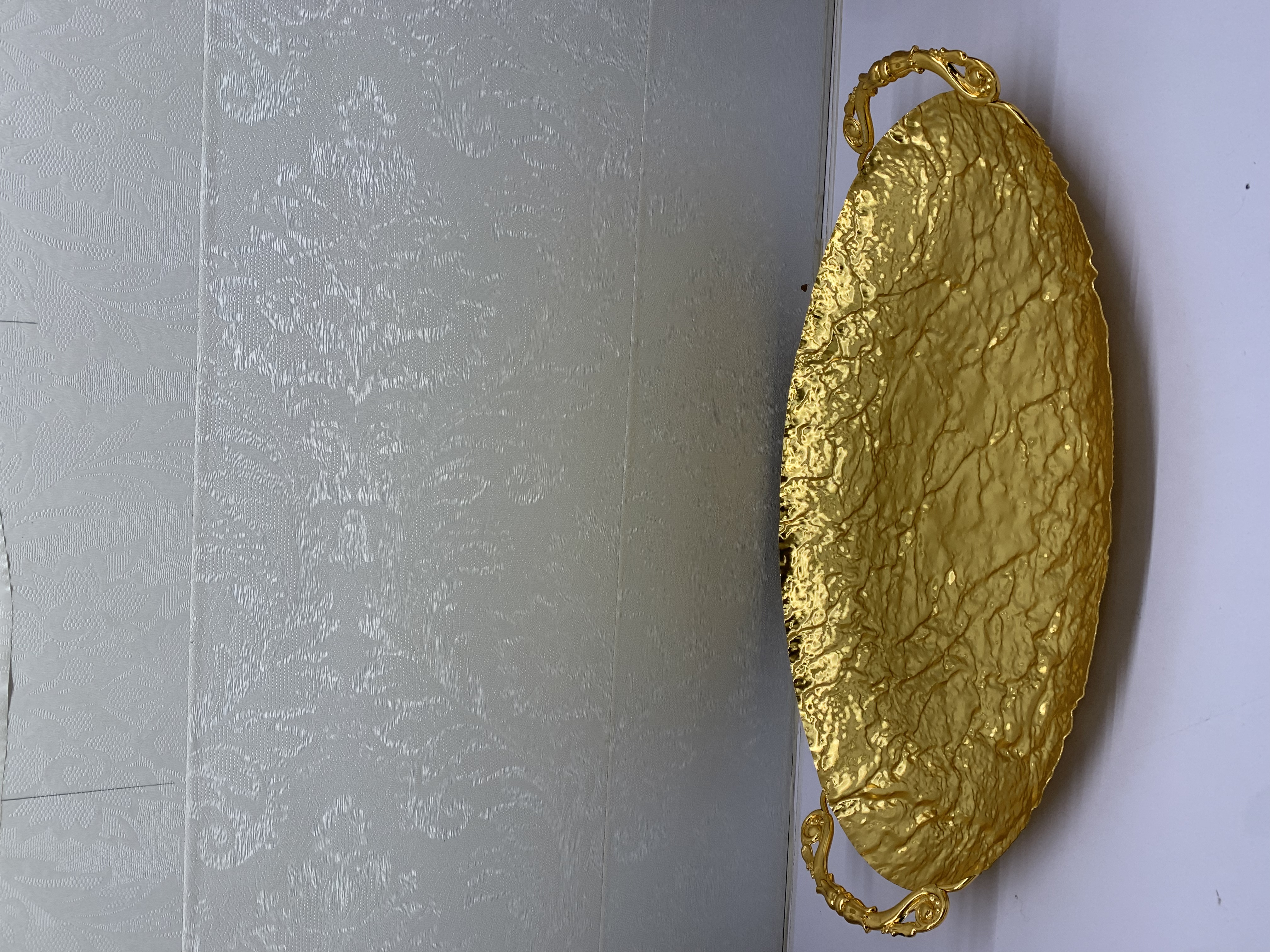 轻奢风长托盘方形金色镂空水果零食收纳盘酒店会所零食盘托盘