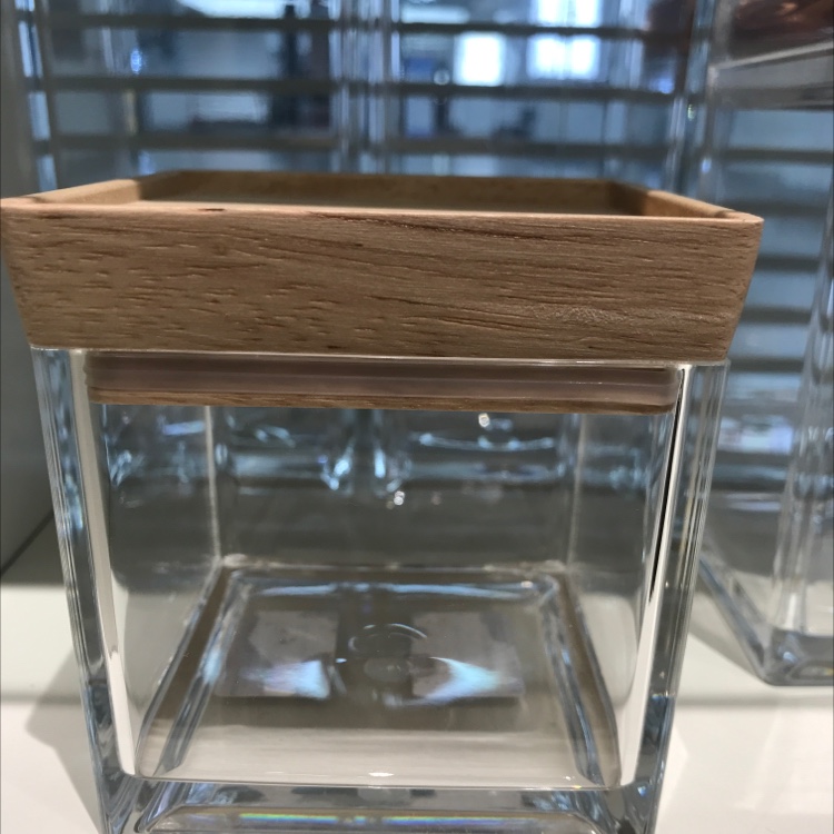 Concave wooden lid S small square sealed jar 8*8*9 cm food storage