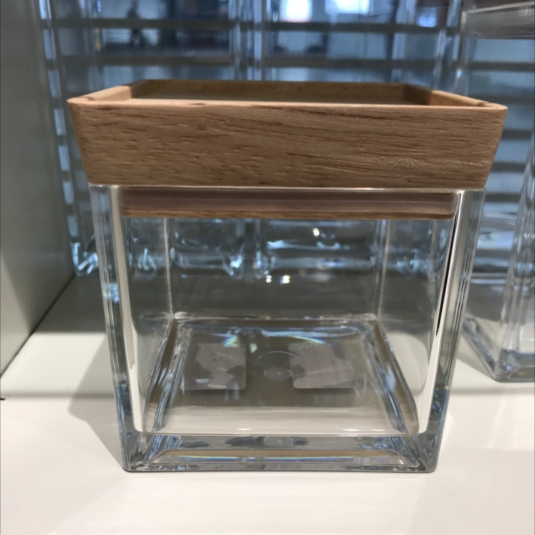 Concave wooden lid S small square sealed jar 8*8*9 cm food storage details Picture
