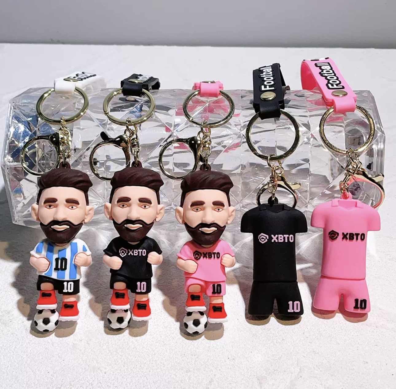 新款梅西钥匙扣足球明星球衣卡通公仔挂件包挂饰汽车钥匙链小礼物